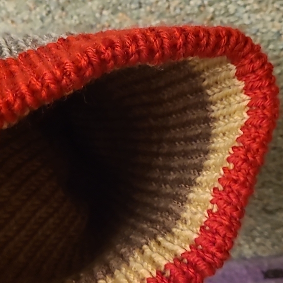 Handmade Gray and Red Beanie - Picture 3 of 3